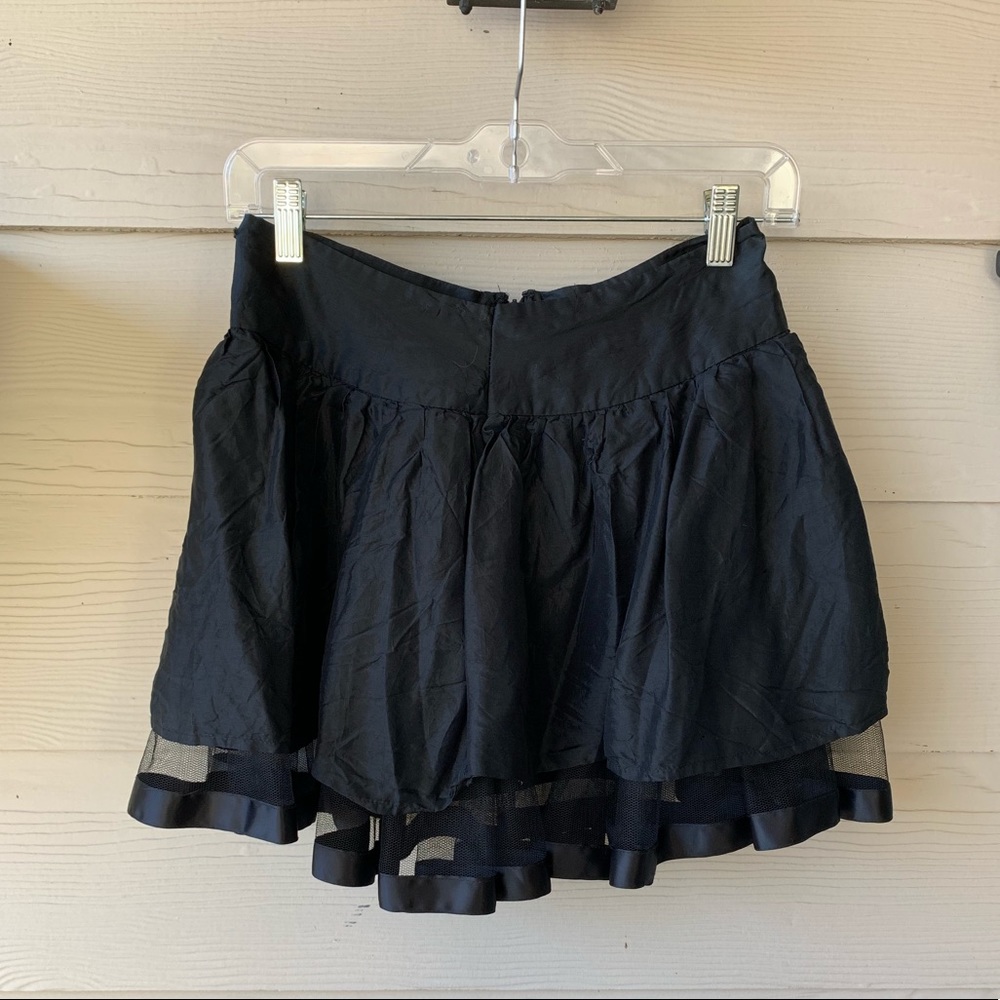 Black Polyester, Satin, PettyCoat Miniskirt